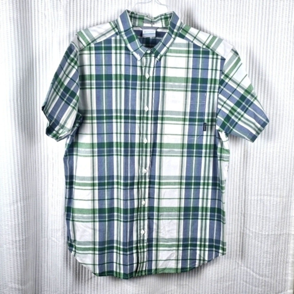 Columbia Button Up Short Sleeve Shirt - Mens‎ Large Plaid Lightweight